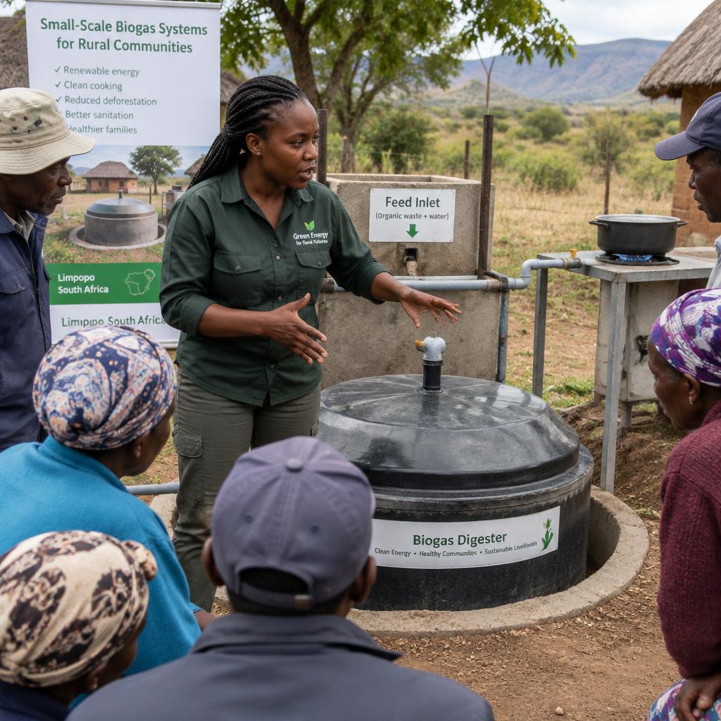 Community members at a biogas training session